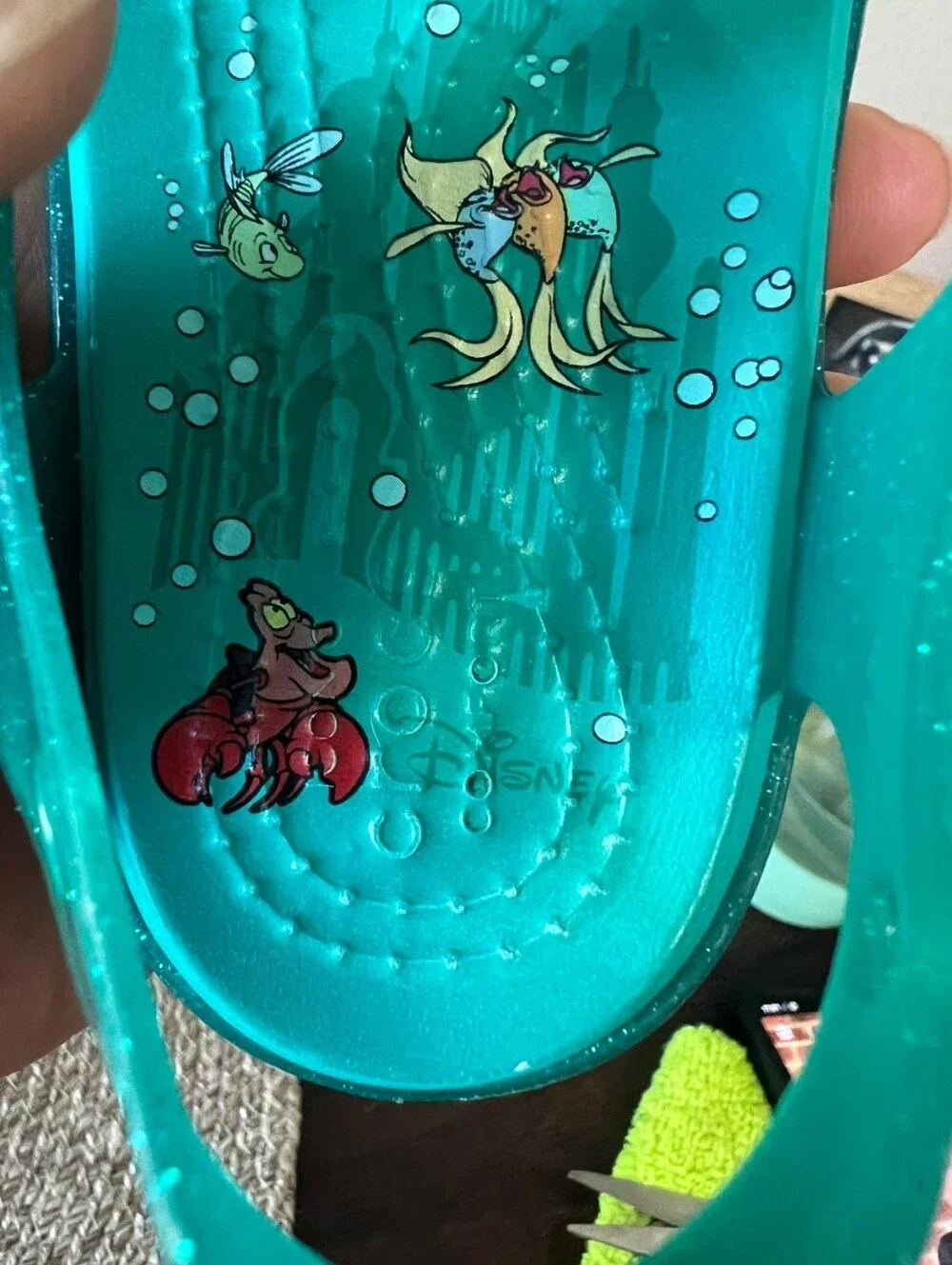 RARE Croc Isabella Ariel Little Mermaid Kids Glitter Jelly Slip-On Size 9